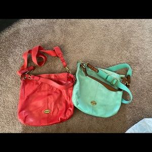 Genuine Fossil leather cross-body purse